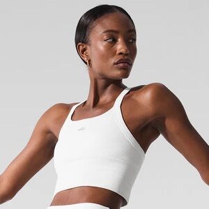 ALO Seamless Ribbed Favorite Bra Tank - White - Size Large
